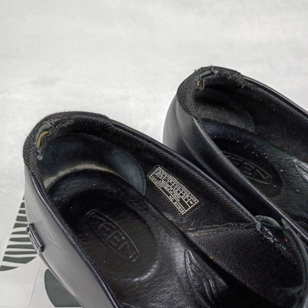 KEEN Kaci Black Full Grain Leather Slip On Clogs Shoes Womens 7 Nurse Work - Picture 5 of 9